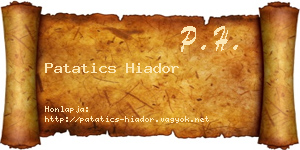 Patatics Hiador névjegykártya